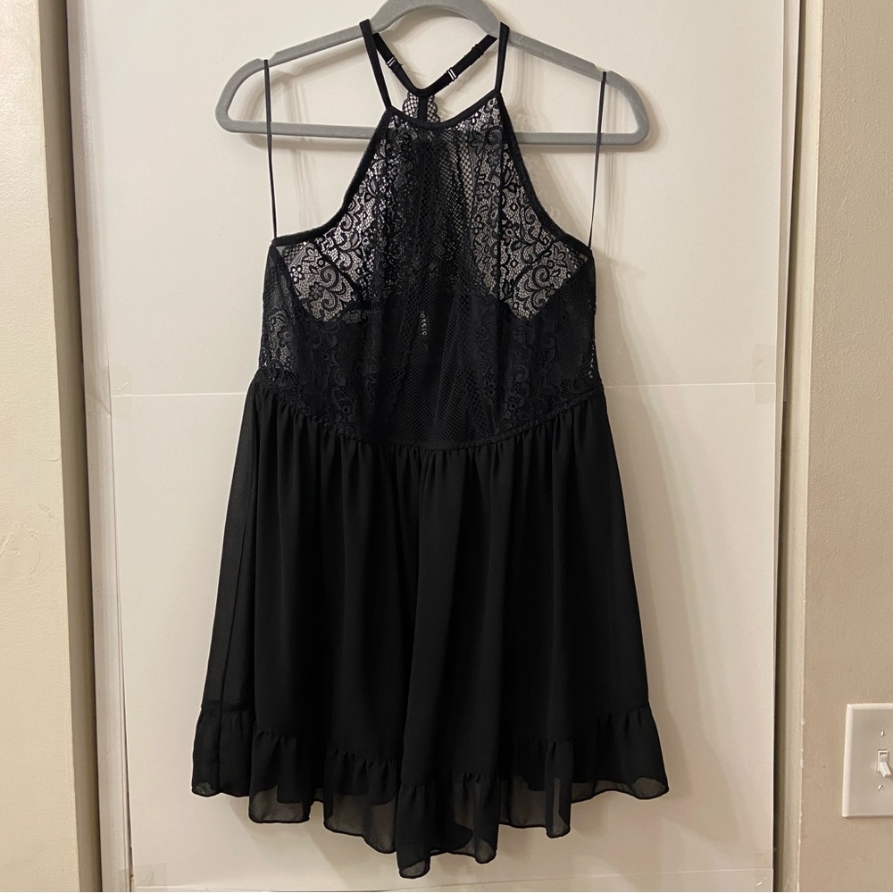 Torrid Black Racerback Sheer Lace Babydoll Dress Lingerie Size 1